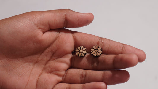 Pure Tulsi Wood Earrings (Handcrafted)