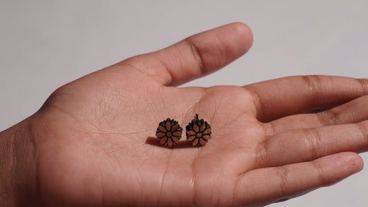 Pure Tulsi Wood Earrings (Handcrafted)